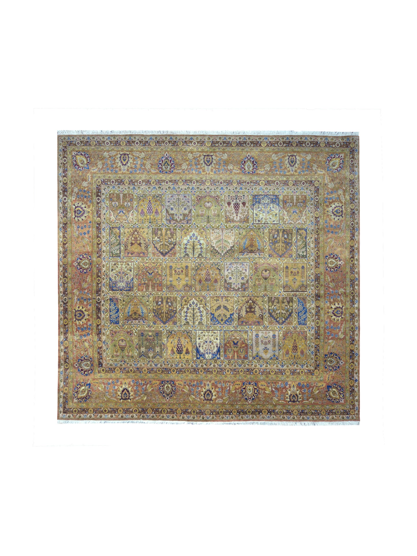 Brown Multy, Pure Wool Regular Assorted Traditional Handknotted 8.1x8.8Ft 246x256Cms Area Rug