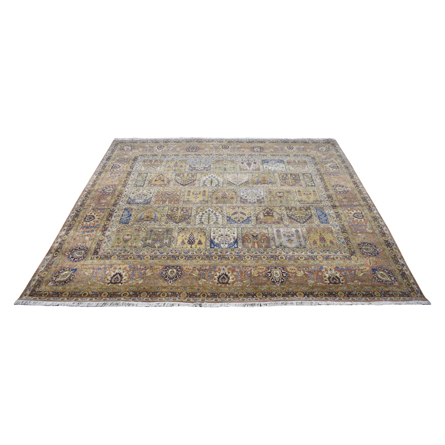 Brown Multy, Pure Wool Regular Assorted Traditional Handknotted 8.1x8.8Ft 246x256Cms Area Rug