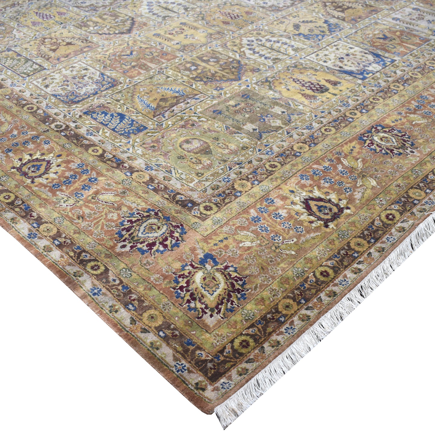 Brown Multy, Pure Wool Regular Assorted Traditional Handknotted 8.1x8.8Ft 246x256Cms Area Rug