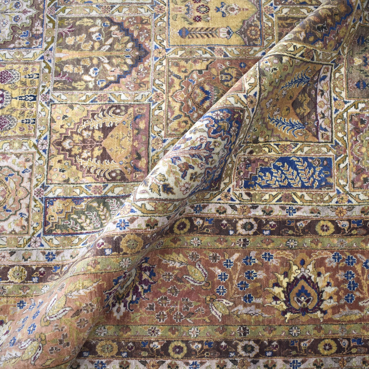 Brown Multy, Pure Wool Regular Assorted Traditional Handknotted 8.1x8.8Ft 246x256Cms Area Rug