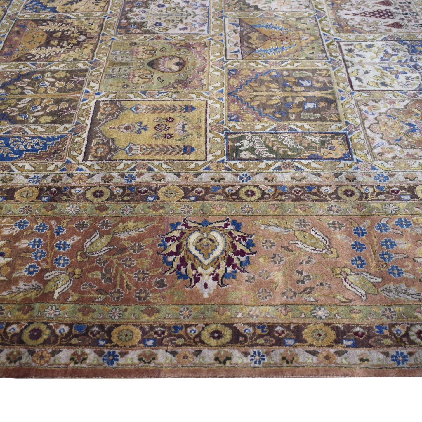 Brown Multy, Pure Wool Regular Assorted Traditional Handknotted 8.1x8.8Ft 246x256Cms Area Rug