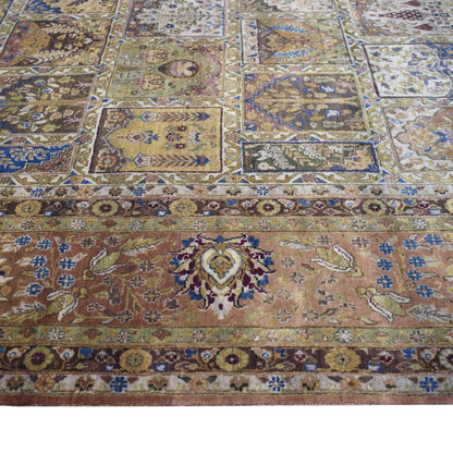 Brown Multy, Pure Wool Regular Assorted Traditional Handknotted 8.1x8.8Ft 246x256Cms Area Rug