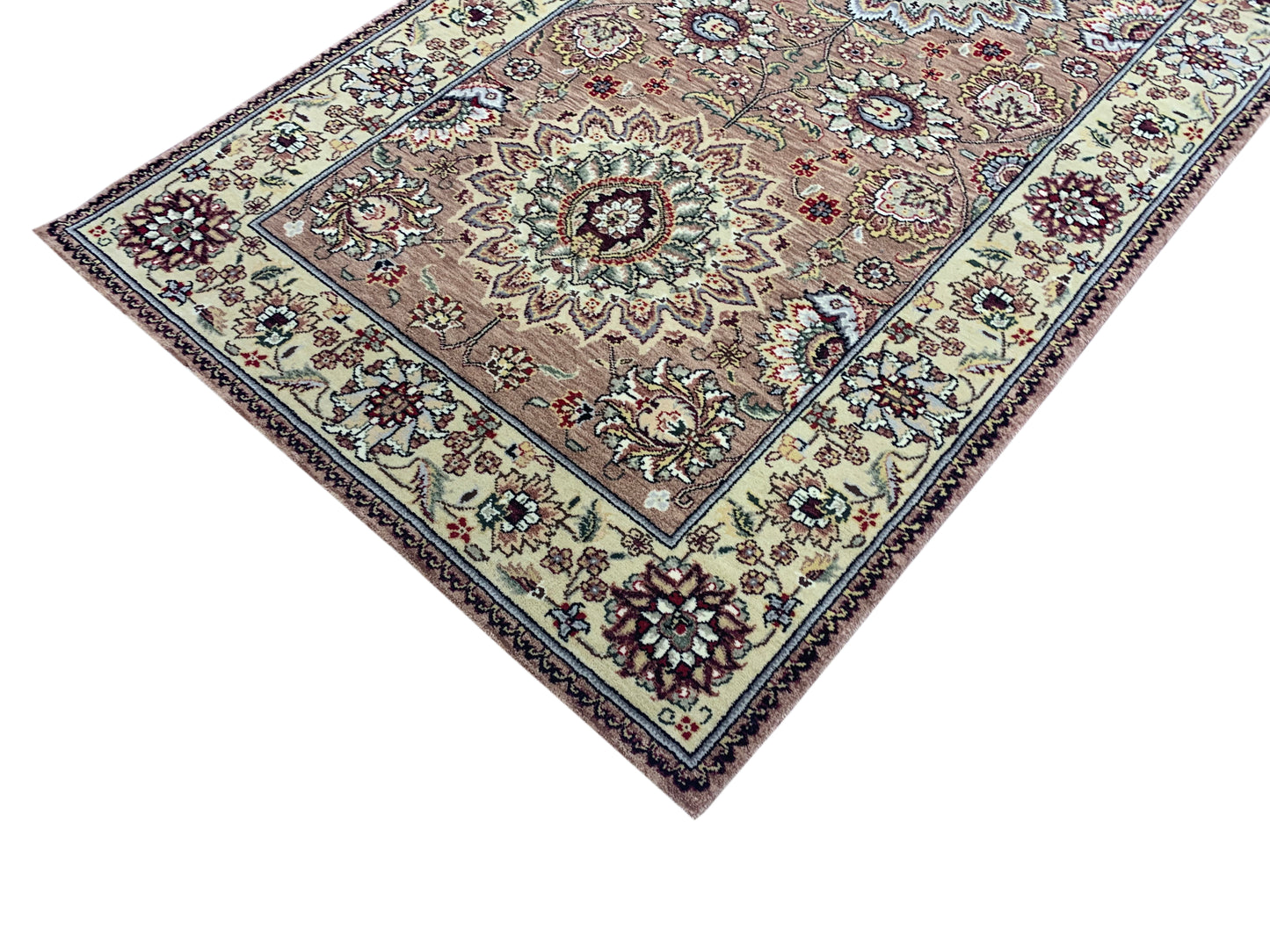 Rust and Ivory, Pure Wool Regular Traditional Handknotted 3.2x4.11Ft 96x150Cms Area Rug