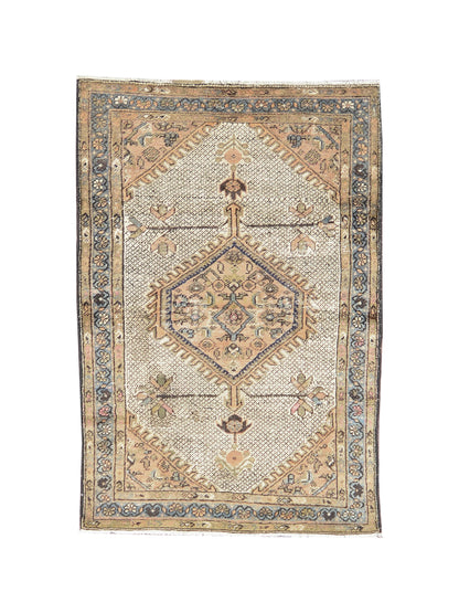 Orange Brown Antique Khotan Handknotted Rug 3.8x5.6ft 112x167cms