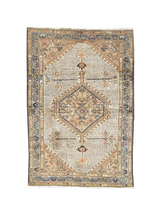 Orange Brown Antique Khotan Handknotted Rug 3.8x5.6ft 112x167cms