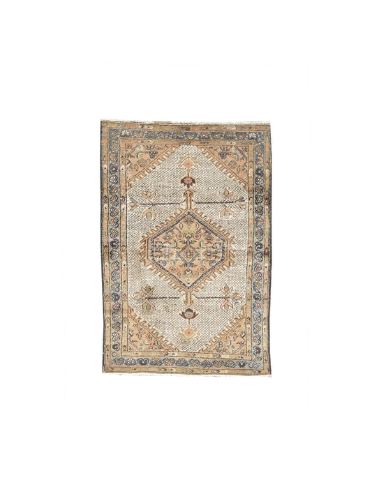 Orange Brown Antique Khotan Handknotted Rug 3.8x5.6ft 112x167cms