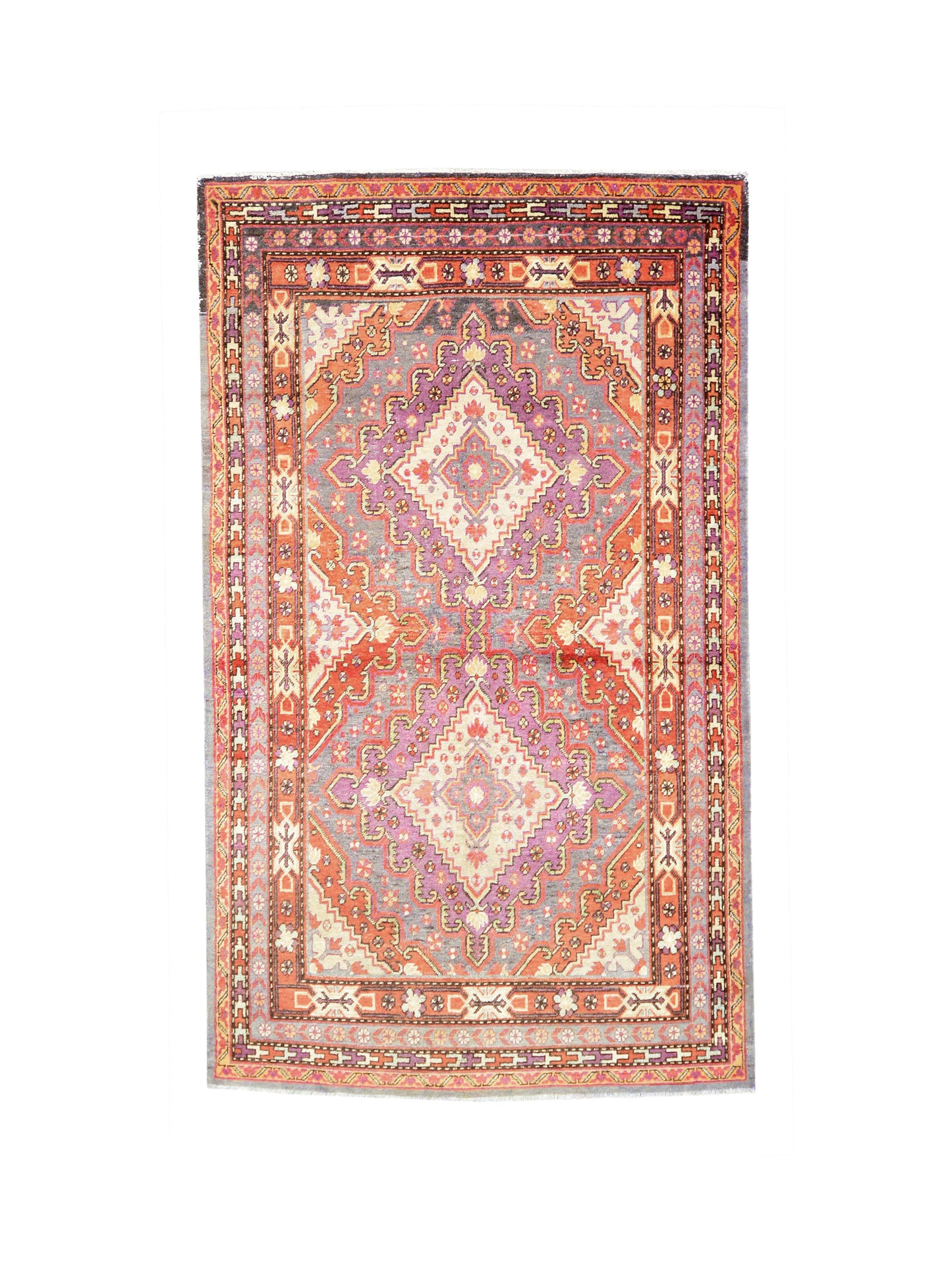 Rust and Grey, Pure Wool Antique Khotan Handknotted 5.6x9.2Ft 166x278Cms Area Rug