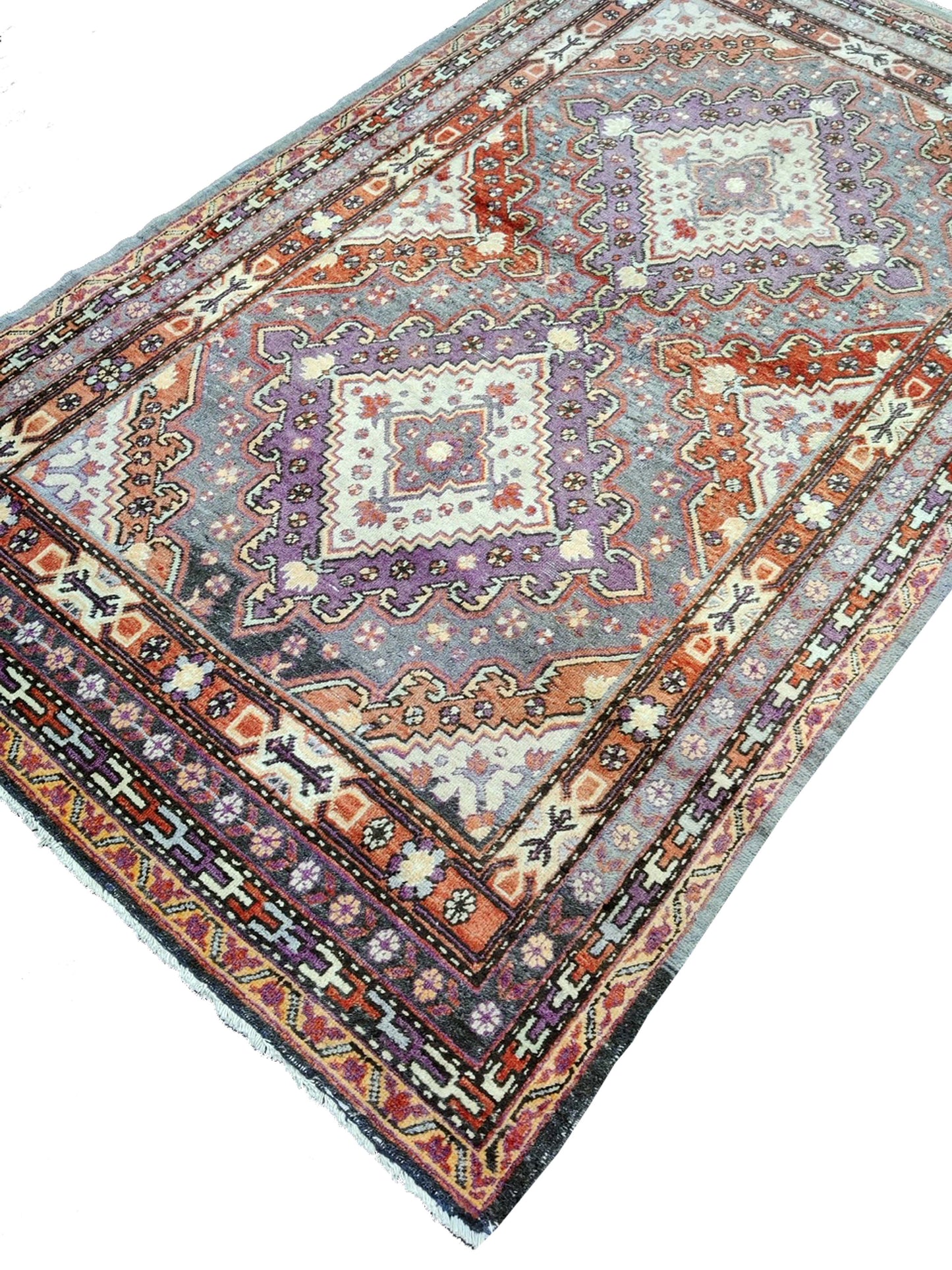 Rust and Grey, Pure Wool Antique Khotan Handknotted 5.6x9.2Ft 166x278Cms Area Rug