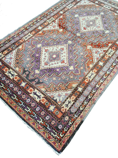 Rust and Grey, Pure Wool Antique Khotan Handknotted 5.6x9.2Ft 166x278Cms Area Rug