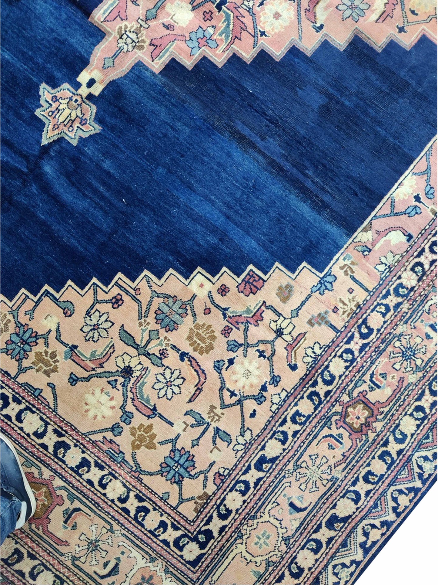 Blue and Pink, Pure Wool Antique Khotan Handknotted 9.36x13.8Ft 289x416Cms Area Rug