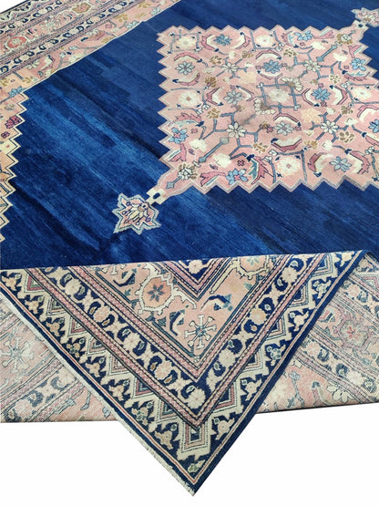 Blue and Pink, Pure Wool Antique Khotan Handknotted 9.36x13.8Ft 289x416Cms Area Rug