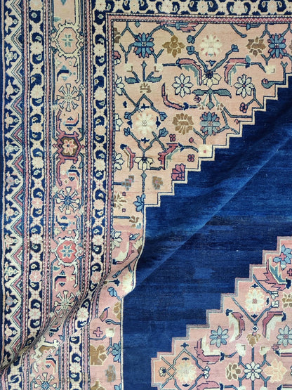 Blue and Pink, Pure Wool Antique Khotan Handknotted 9.36x13.8Ft 289x416Cms Area Rug