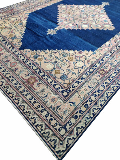 Blue and Pink, Pure Wool Antique Khotan Handknotted 9.36x13.8Ft 289x416Cms Area Rug