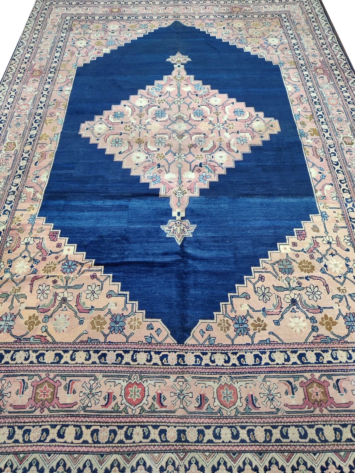 Blue and Pink, Pure Wool Antique Khotan Handknotted 9.36x13.8Ft 289x416Cms Area Rug