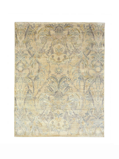 Gold and Multy Pure silk Transitional Handknotted Area Rug