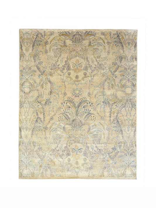 Gold and Multy Pure silk Transitional Handknotted Area Rug