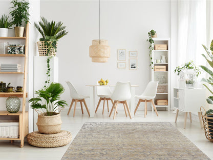 Silver and Brown,  Silk and Wool Oxidized Transitional Handknotted 6.0x9.0Ft 182x275Cms Area Rug