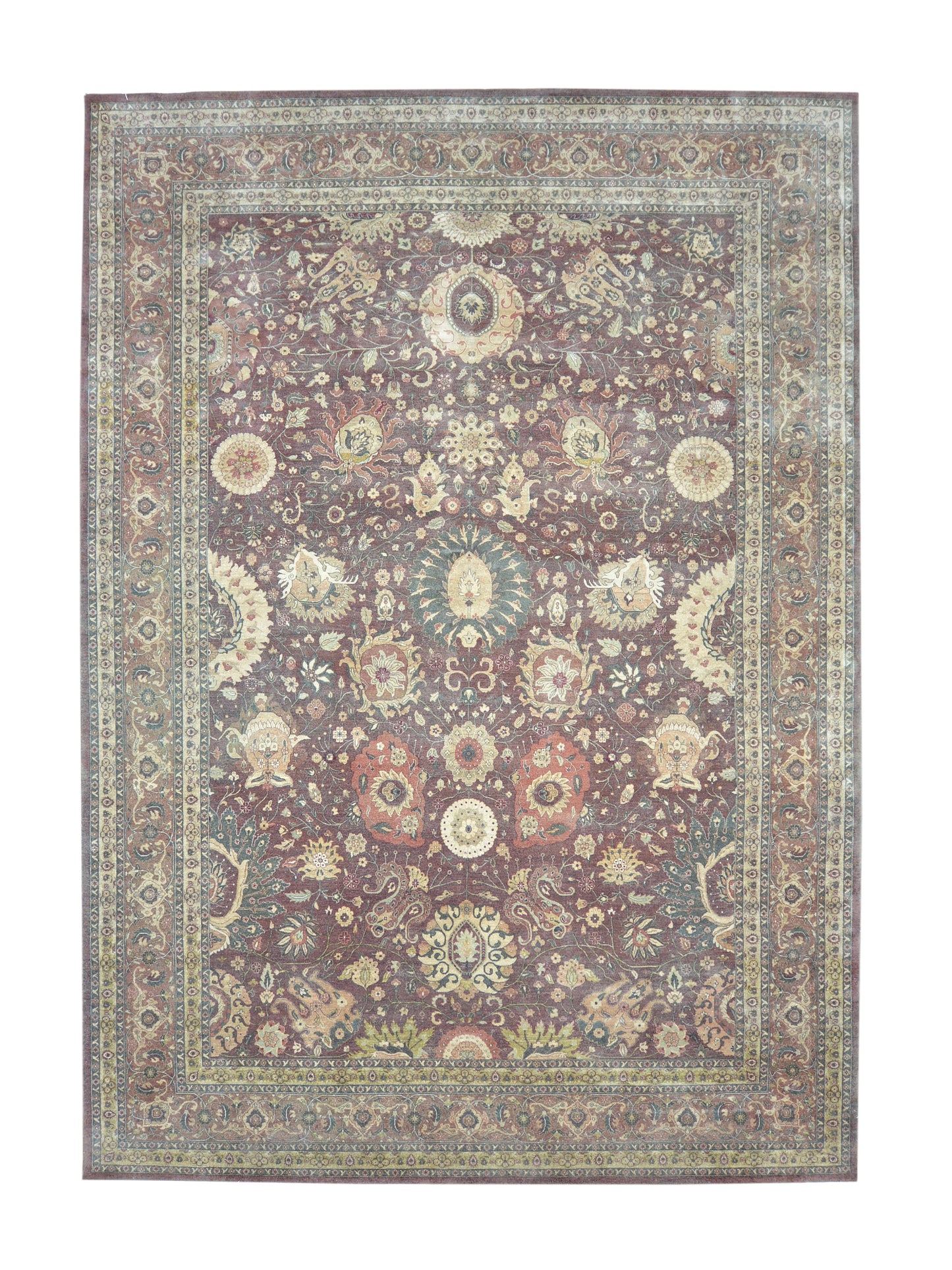 Rust and Camel Pure Wool Traditional Agra Handknotted Area Rug