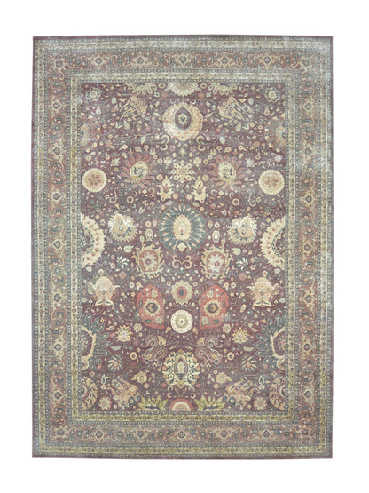 Rust and Camel Pure Wool Traditional Agra Handknotted Area Rug