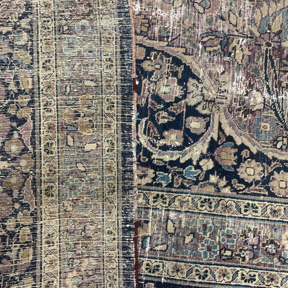 Camel and Black, Pure Wool Antique Handknotted 13.8x15.5Ft 417x470Cms Area Rug