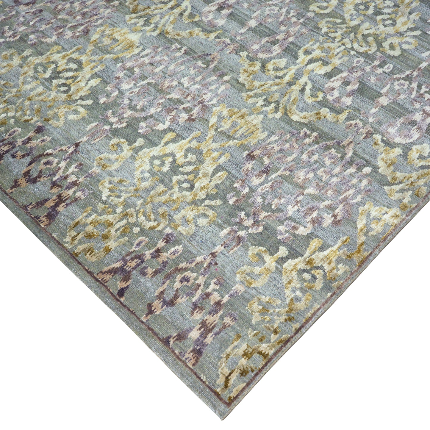 Garden Multy Green and Ivory Transitional Ikat Handknotted Area Rug