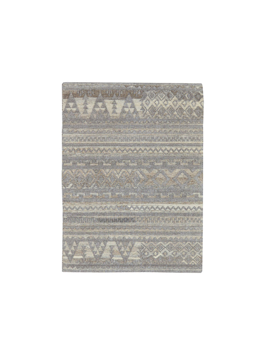 Ivory Silk Scandinavian Kilim 4.9x6.5ft 146x195Cms