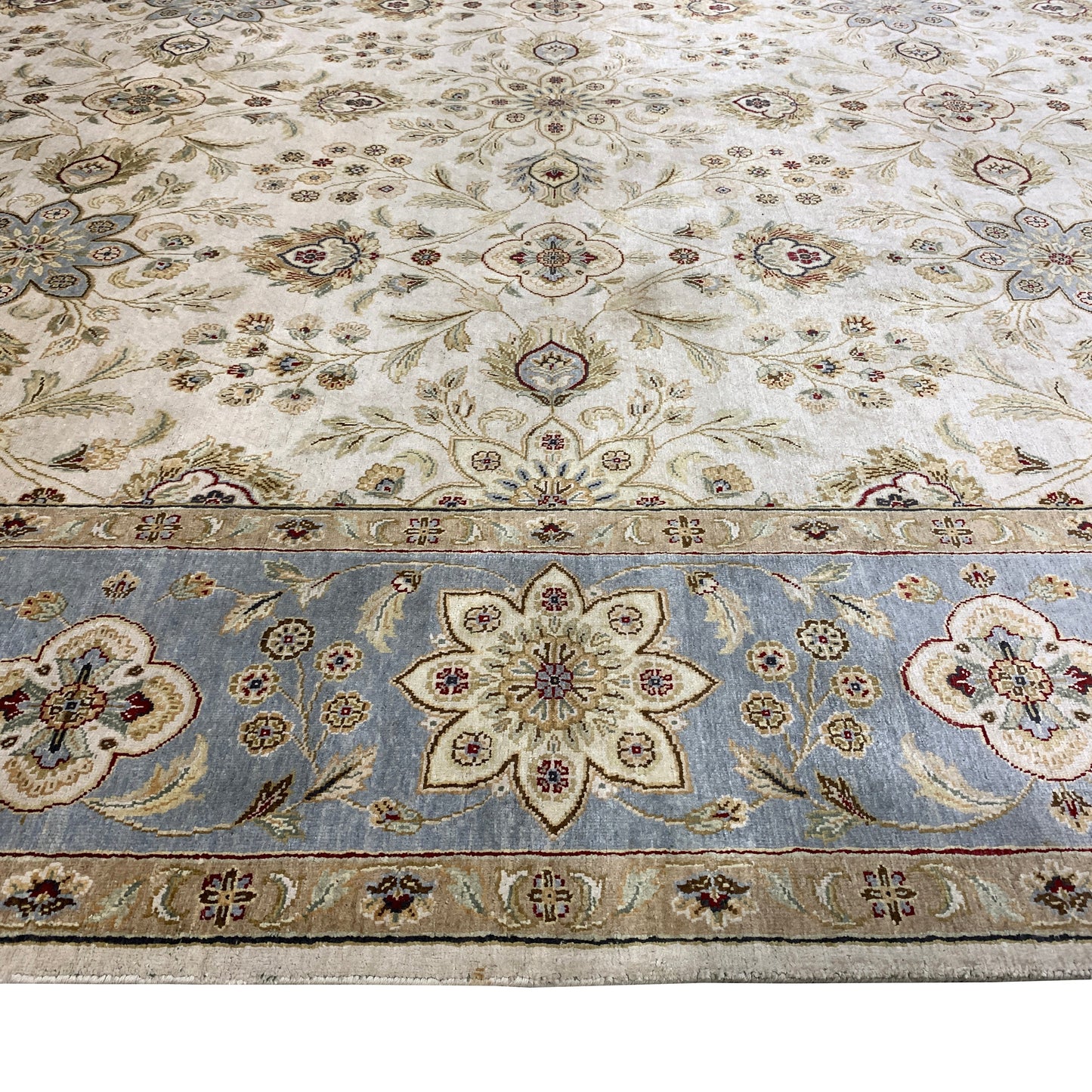 Get trendy with Darbar Ivory, Silver and Camel Traditional Floral Pure Silk Handknotted Area Rug - Traditional Rugs available at Jaipur Oriental Rugs. Grab yours for $5915.00 today!