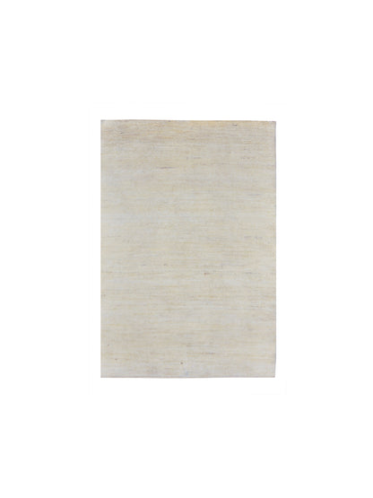 Ivory Abrash, Afghan Wool Modern Plain Handknotted 5.1x7.11Ft 154x240Cms Area Rug