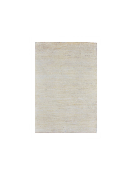Ivory Abrash, Afghan Wool Modern Plain Handknotted 5.1x7.11Ft 154x240Cms Area Rug