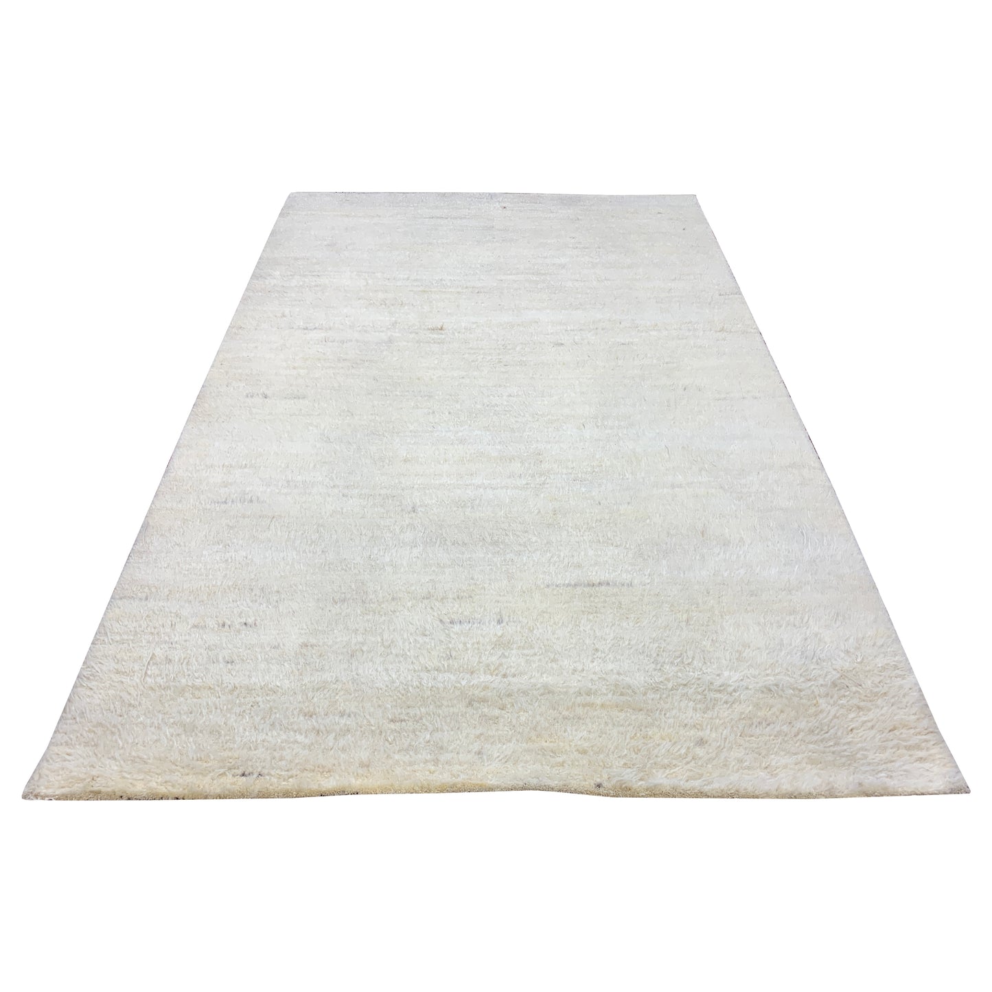 Ivory Abrash, Afghan Wool Modern Plain Handknotted 5.1x7.11Ft 154x240Cms Area Rug