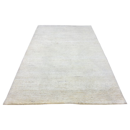 Ivory Abrash, Afghan Wool Modern Plain Handknotted 5.1x7.11Ft 154x240Cms Area Rug