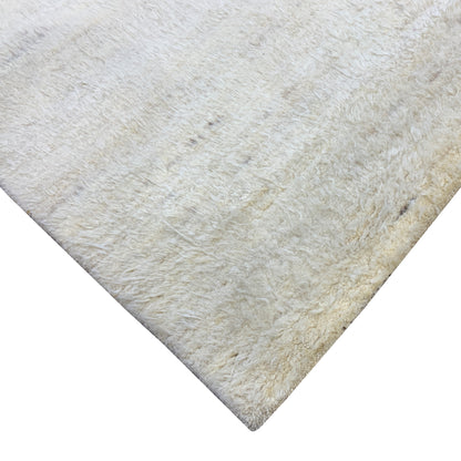 Ivory Abrash, Afghan Wool Modern Plain Handknotted 5.1x7.11Ft 154x240Cms Area Rug