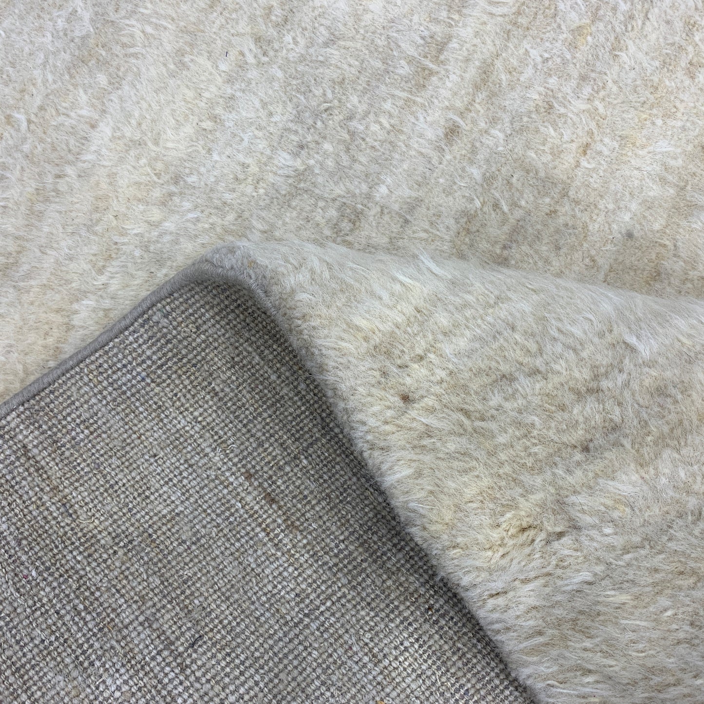 Ivory Abrash, Afghan Wool Modern Plain Handknotted 5.1x7.11Ft 154x240Cms Area Rug