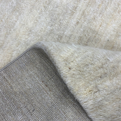 Ivory Abrash, Afghan Wool Modern Plain Handknotted 5.1x7.11Ft 154x240Cms Area Rug