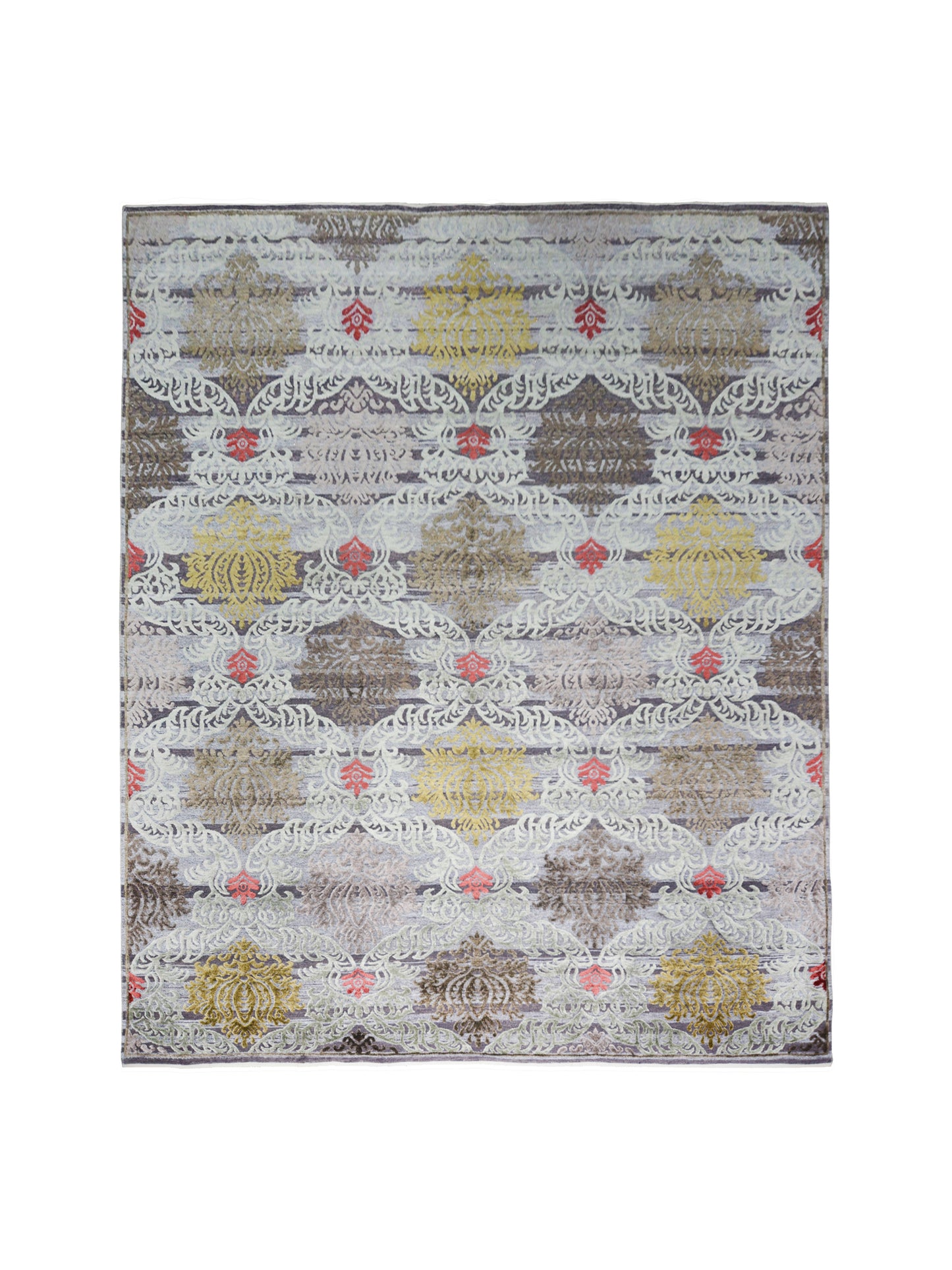 Red Gold , Silk Wool Oxidized Transitional Handknotted 8.0x10.5Ft 244x317Cms Area Rug