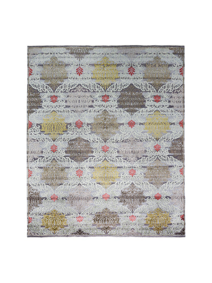 Red Gold , Silk Wool Oxidized Transitional Handknotted 8.0x10.5Ft 244x317Cms Area Rug