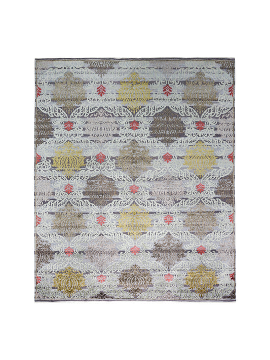 Red Gold , Silk Wool Oxidized Transitional Handknotted 8.0x10.5Ft 244x317Cms Area Rug