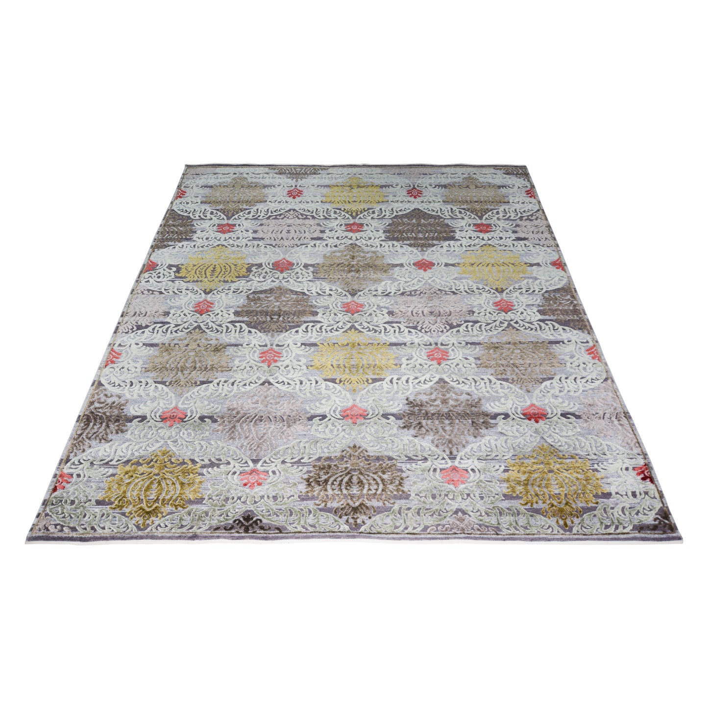 Red Gold , Silk Wool Oxidized Transitional Handknotted 8.0x10.5Ft 244x317Cms Area Rug