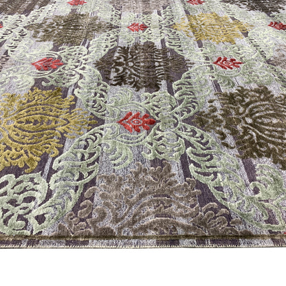 Red Gold , Silk Wool Oxidized Transitional Handknotted 8.0x10.5Ft 244x317Cms Area Rug