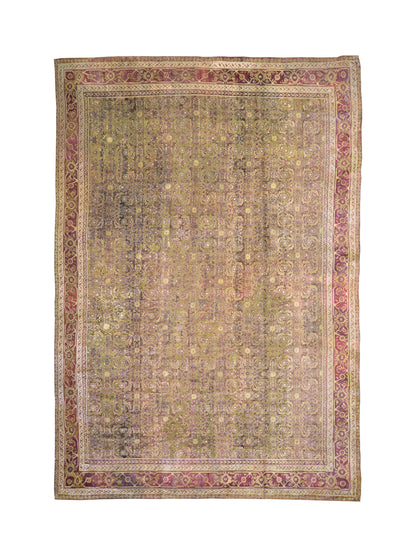 Brown and Red, Pure Wool Antique Handknotted 10.10x15.5Ft 330x470Cms Area Rug