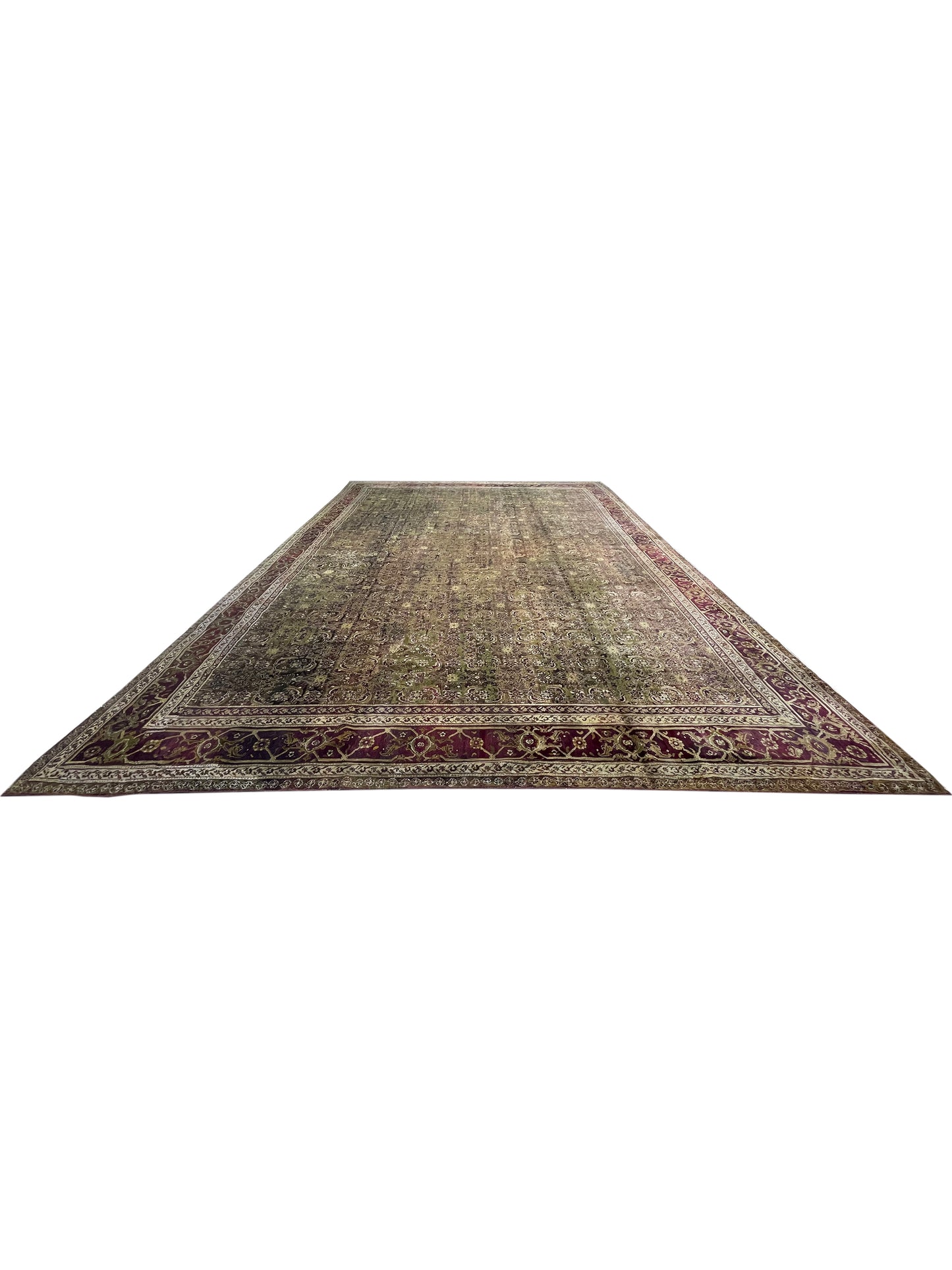 Brown and Red, Pure Wool Antique Handknotted 10.10x15.5Ft 330x470Cms Area Rug