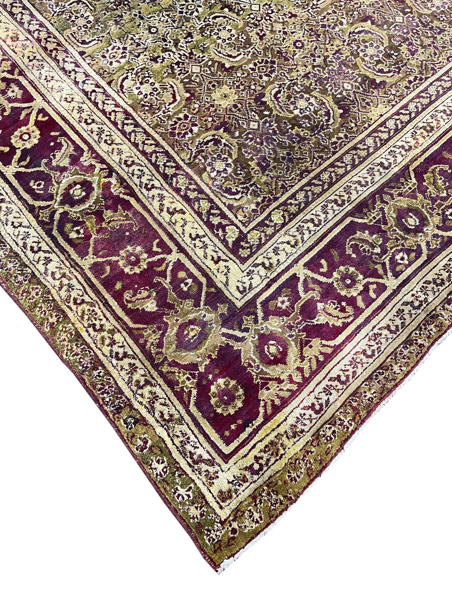 Brown and Red, Pure Wool Antique Handknotted 10.10x15.5Ft 330x470Cms Area Rug