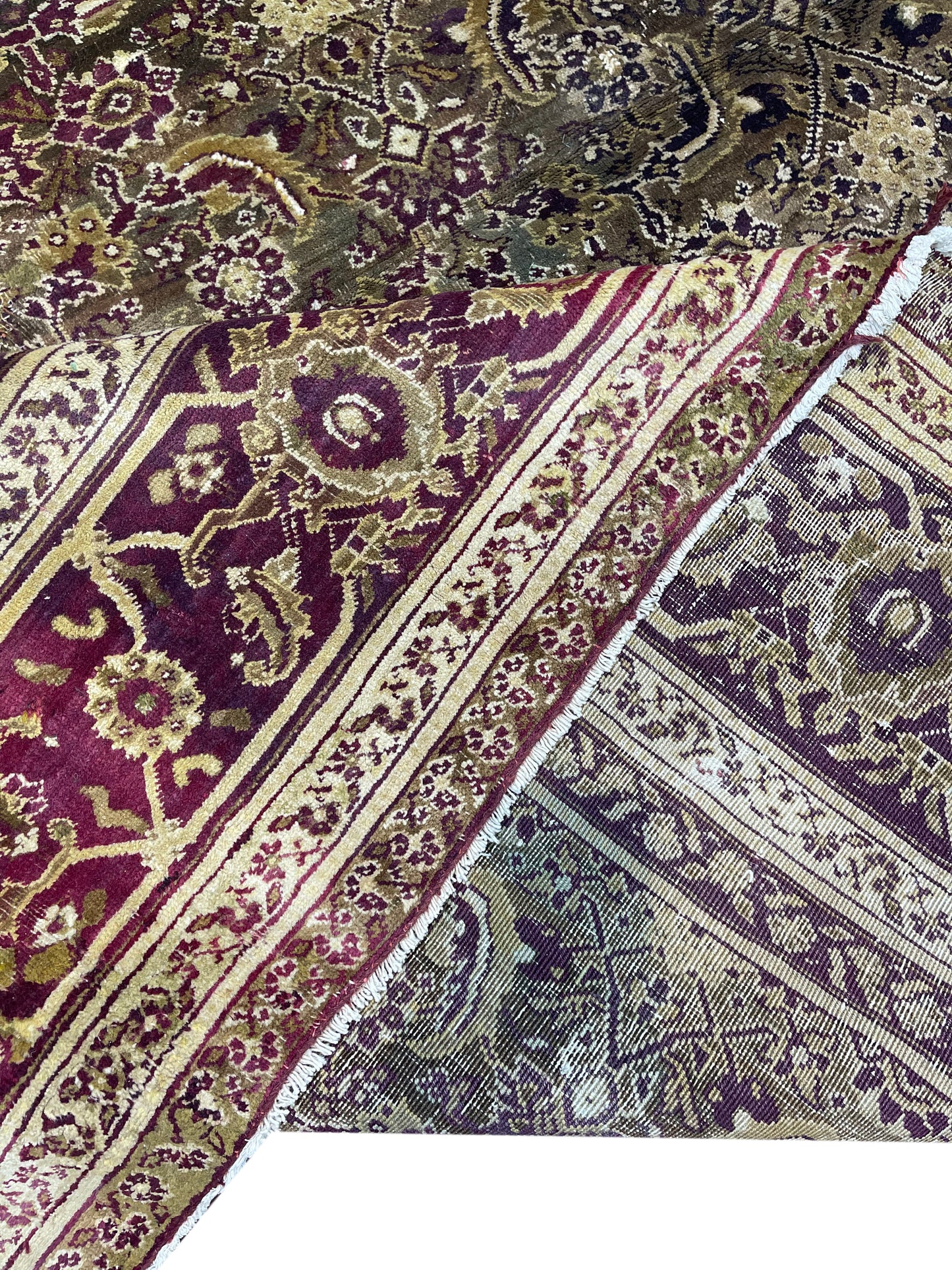 Brown and Red, Pure Wool Antique Handknotted 10.10x15.5Ft 330x470Cms Area Rug