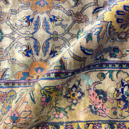 Camel and Blue, Pure Wool Antique Khotan Handknotted 9.11x10.8Ft 321x324Cms Area Rug