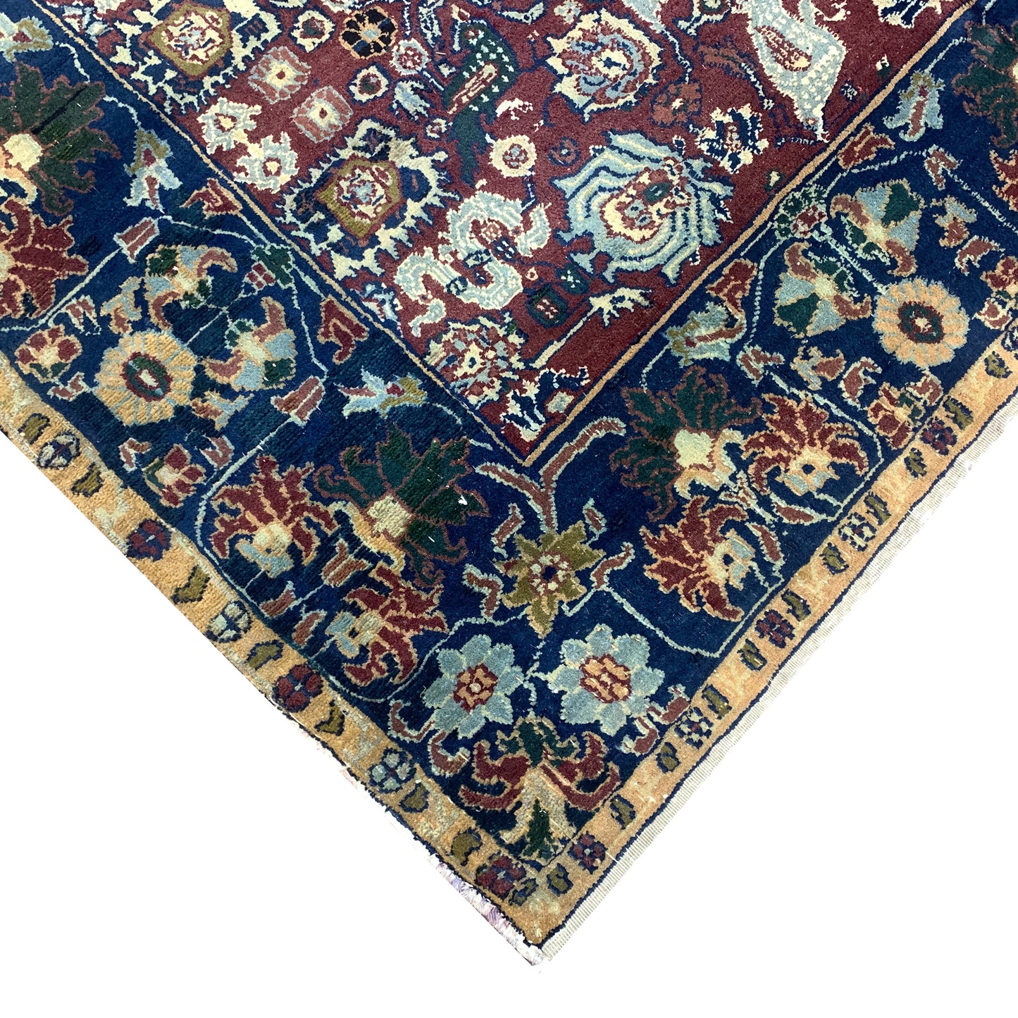Red and Blue, Pure Wool Antique Khotan Handknotted 6.0x8.8Ft 182x263Cms Area Rug