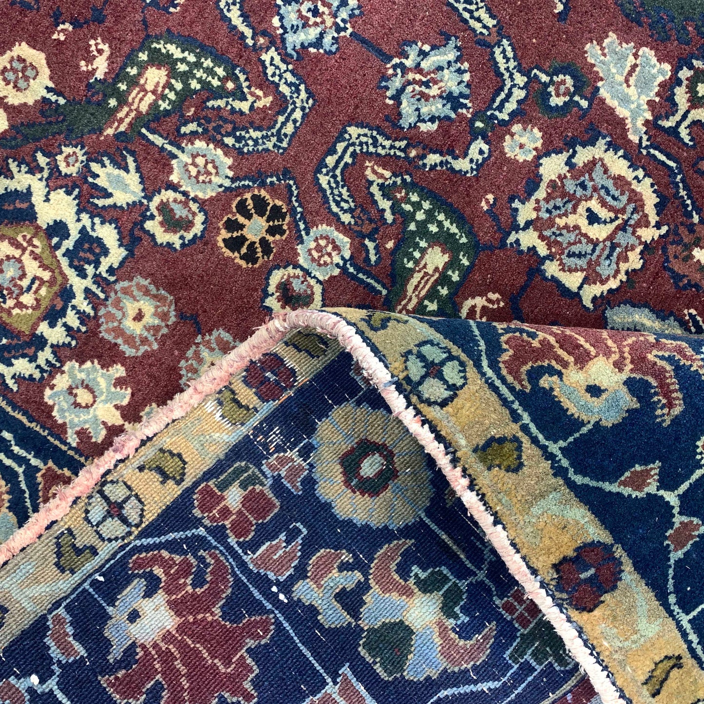 Red and Blue, Pure Wool Antique Khotan Handknotted 6.0x8.8Ft 182x263Cms Area Rug