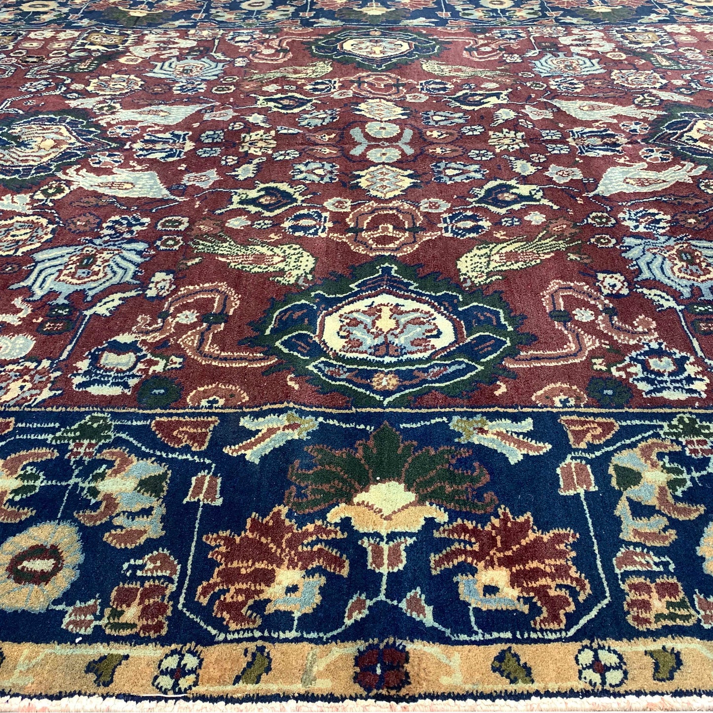Red and Blue, Pure Wool Antique Khotan Handknotted 6.0x8.8Ft 182x263Cms Area Rug