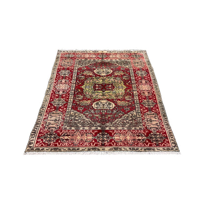 Red and Ivory Wool Persian Bidzar Hunting  Antique Traditional Handknotted 5.10x8.6ft 180x260Cms Area Rug