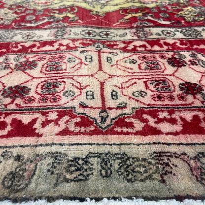 Red and Ivory Wool Persian Bidzar Hunting  Antique Traditional Handknotted 5.10x8.6ft 180x260Cms Area Rug