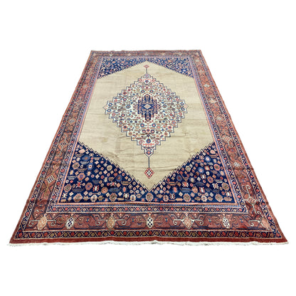 Camel and Blue, Pure Wool Antique Khotan Handknotted 7.2X12.0Ft 280X390Cms Area Rug